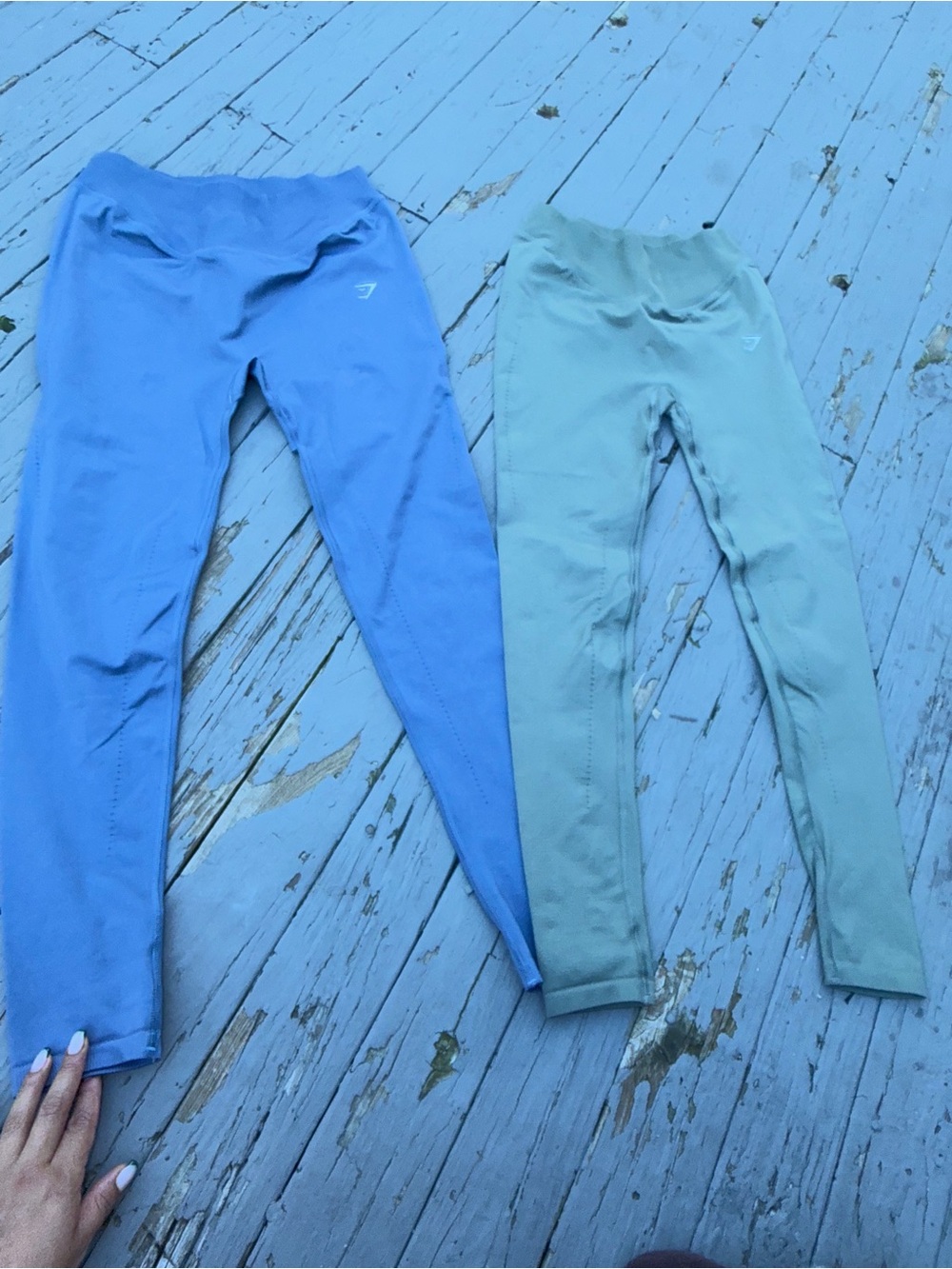 Gymshark 2 Seamless Leggings - Blue and Sage - Picture 4 of 6